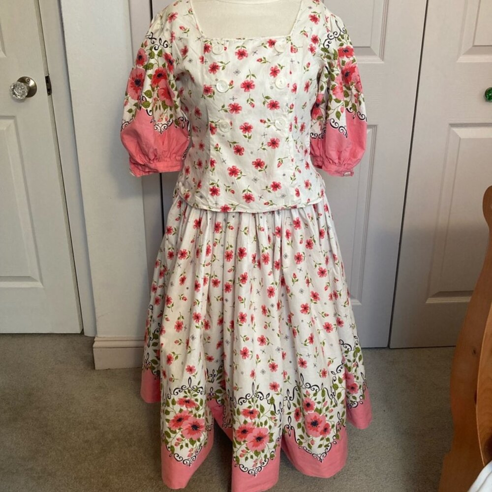 50s bespoke tea time dress . floral 2 piece dress . OOAK vintage dress